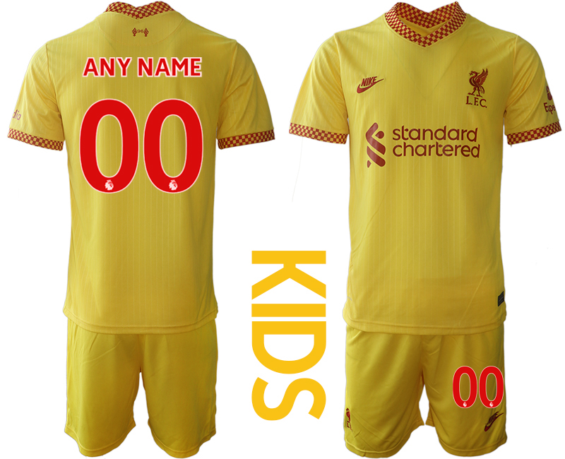 Youth 2021-2022 Club Liverpool Second away yellow customized Soccer Jersey->customized soccer jersey->Custom Jersey